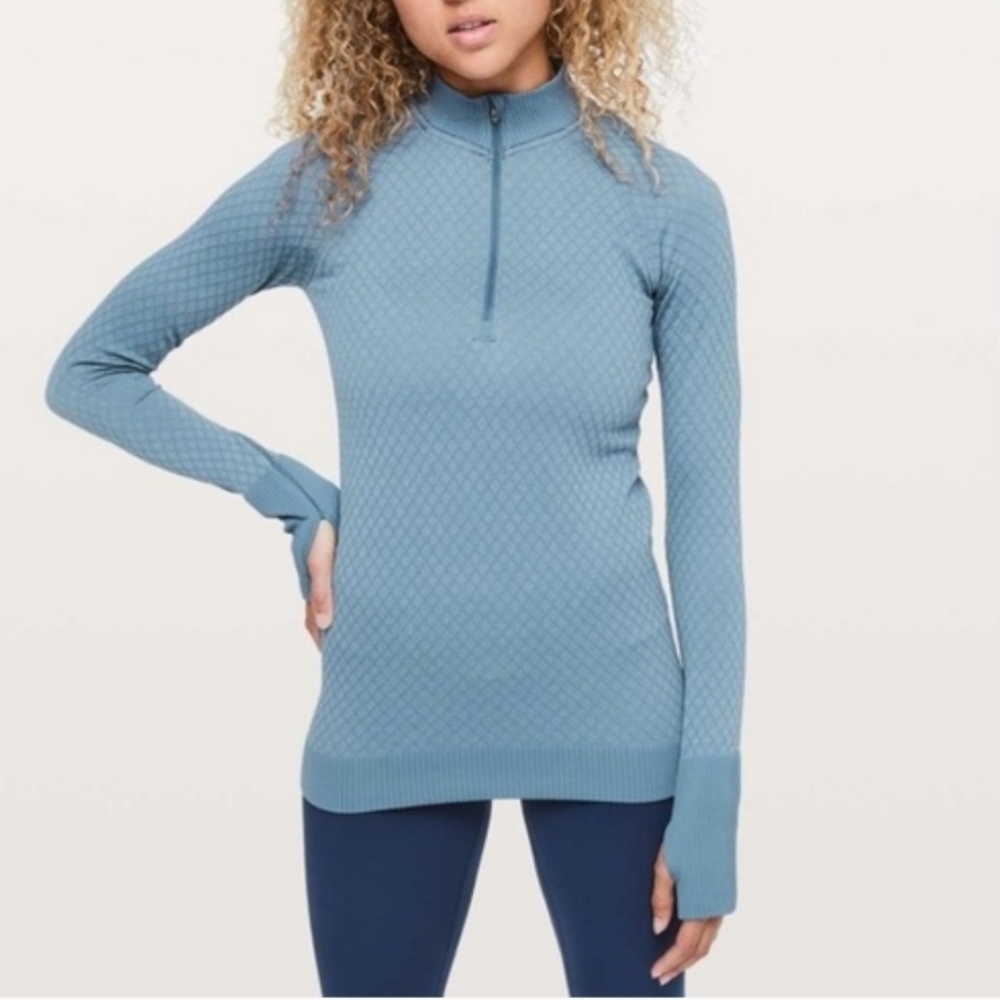 Lululemon Women's Blue Rest Less 1/2 Zip Pullover